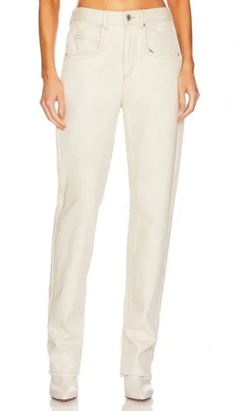 ISABEL MARANT ETOILE Vendelia High Rise Straight Leg Jeans US 2 Off White Ecru